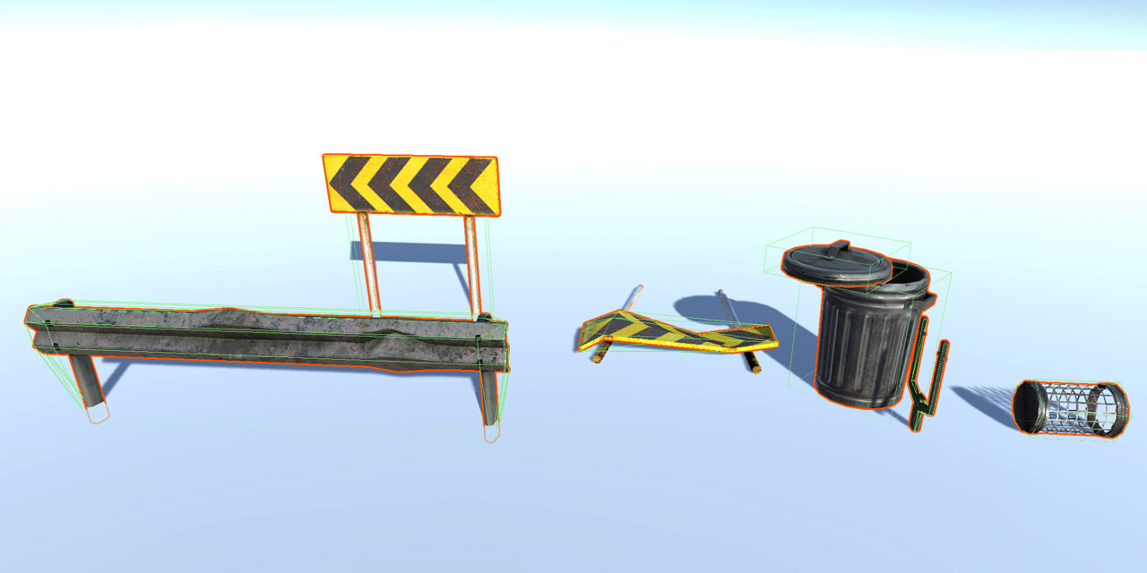 modeling and physics setup for destructible and deformable object, buildings